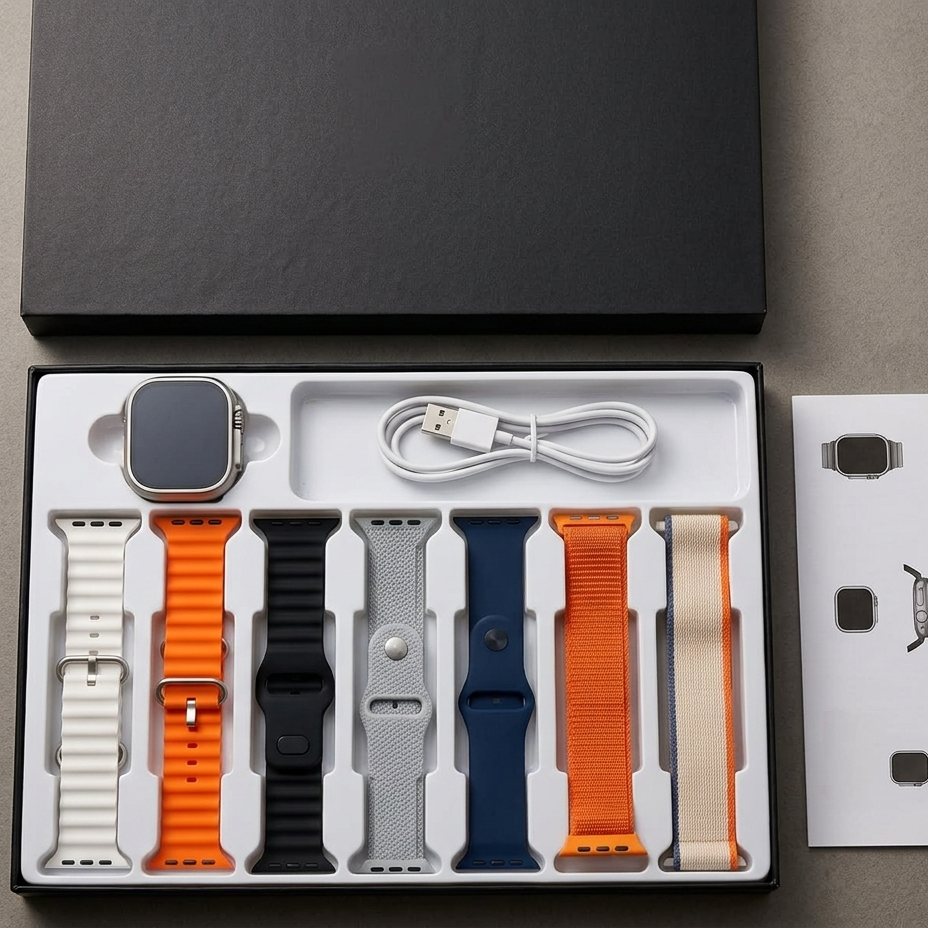 iMounra 2 BIG 2.01" Ultra Smartwatch – 7-in-1 Multi-Strap Smart Watch Bundle (Random Box)