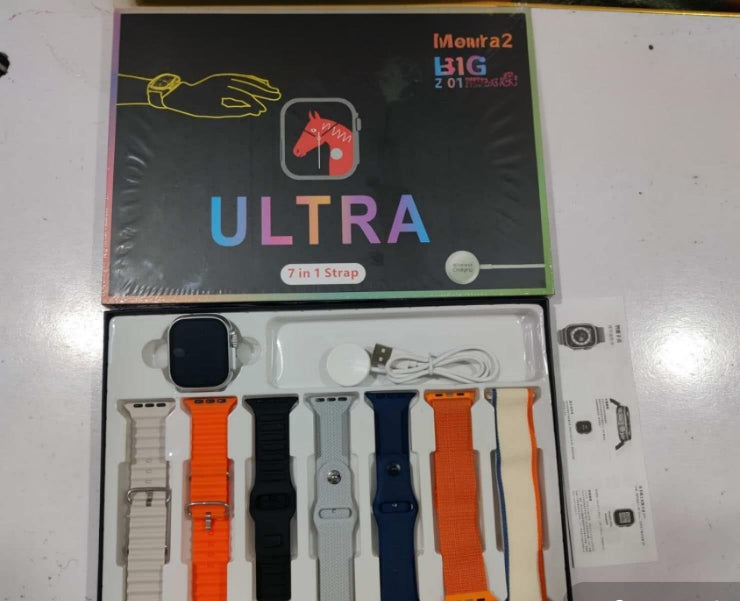 iMounra 2 BIG 2.01" Ultra Smartwatch – 7-in-1 Multi-Strap Smart Watch Bundle (Random Box)