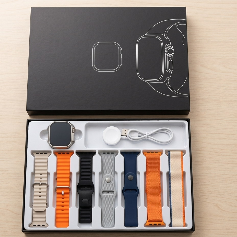 iMounra 2 BIG 2.01" Ultra Smartwatch – 7-in-1 Multi-Strap Smart Watch Bundle (Random Box)