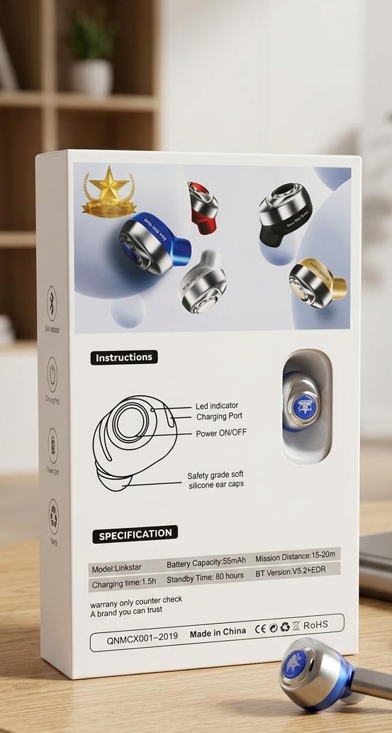 New Star Gold M16 Business Bluetooth Headset – Wireless Single Ear Bud, Bluetooth 5.2