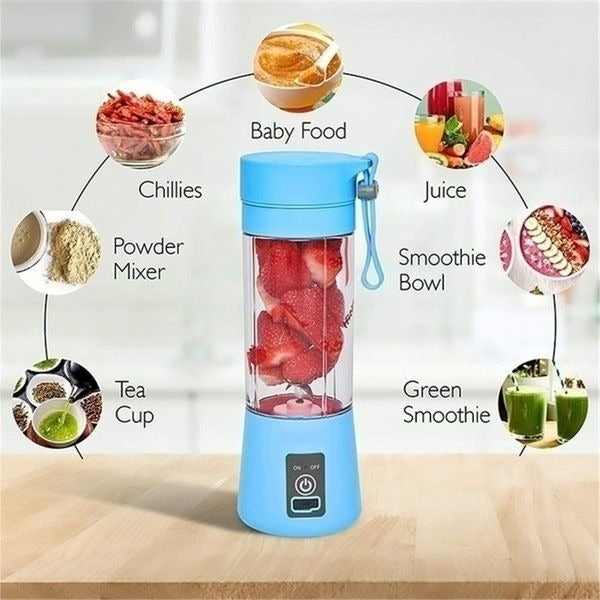 Portable USB Rechargeable Mini Blender – 6-Blade Juicer &amp; Smoothie Maker