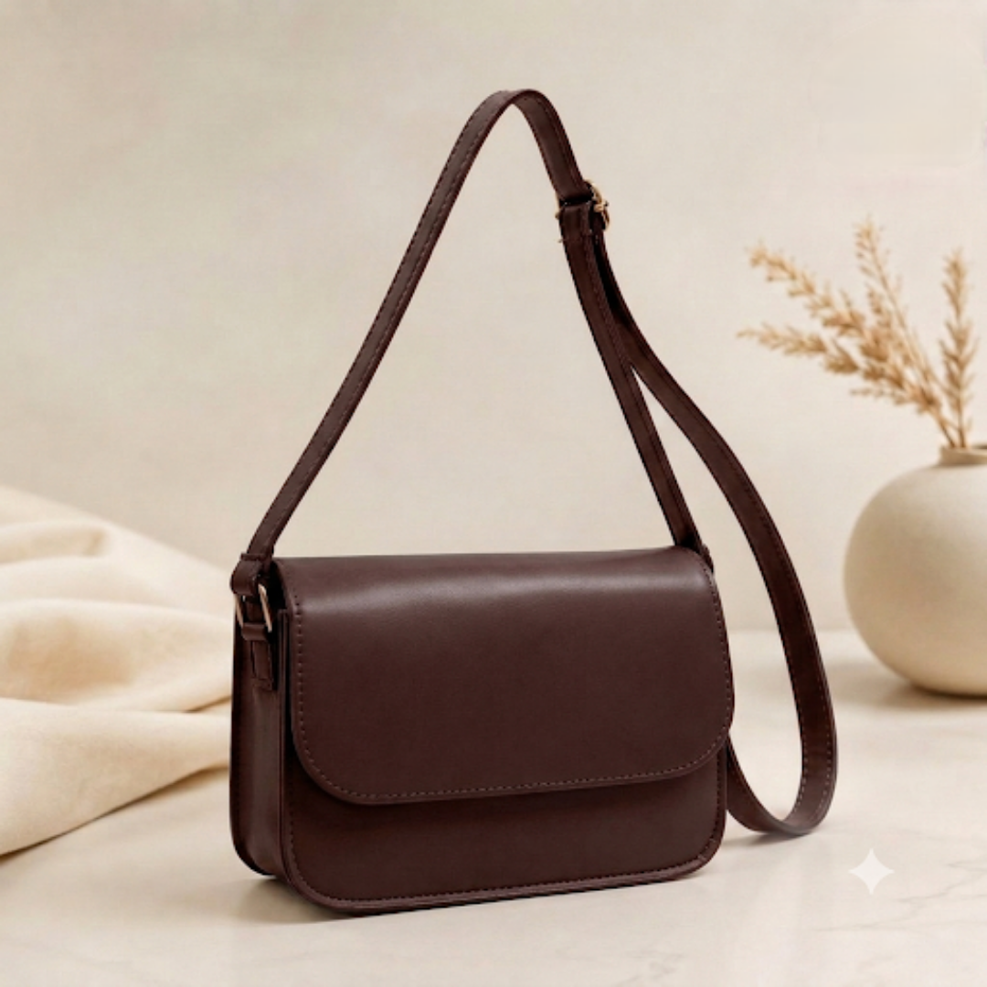 Classic Flap Crossbody Bag – Premium Leather-Look Handbag with Adjustable Strap & Gold Lock Closure