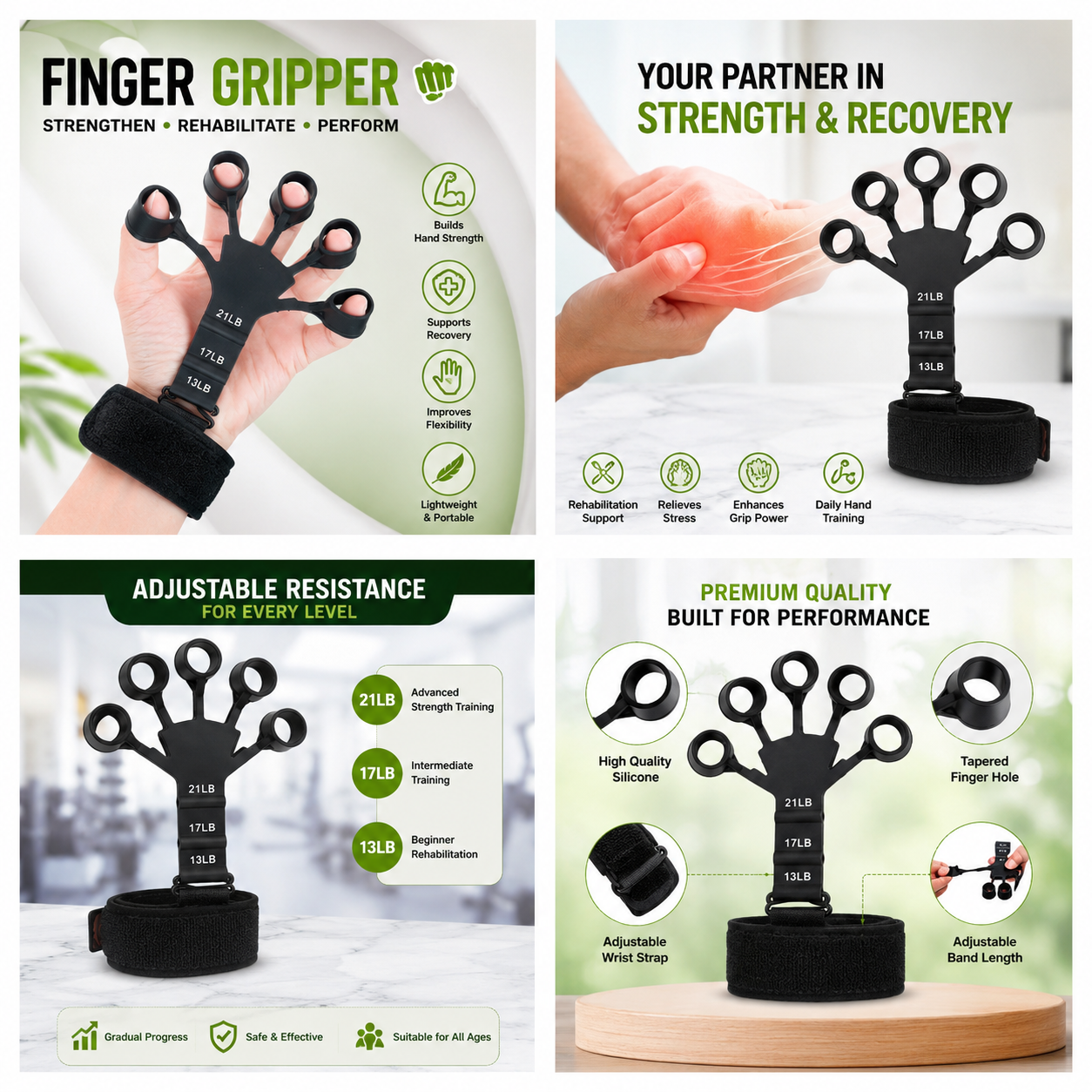 Finger Grip Strengthener for Hand Therapy, Finger Rehabilitation & Flexion Exercise Trainer