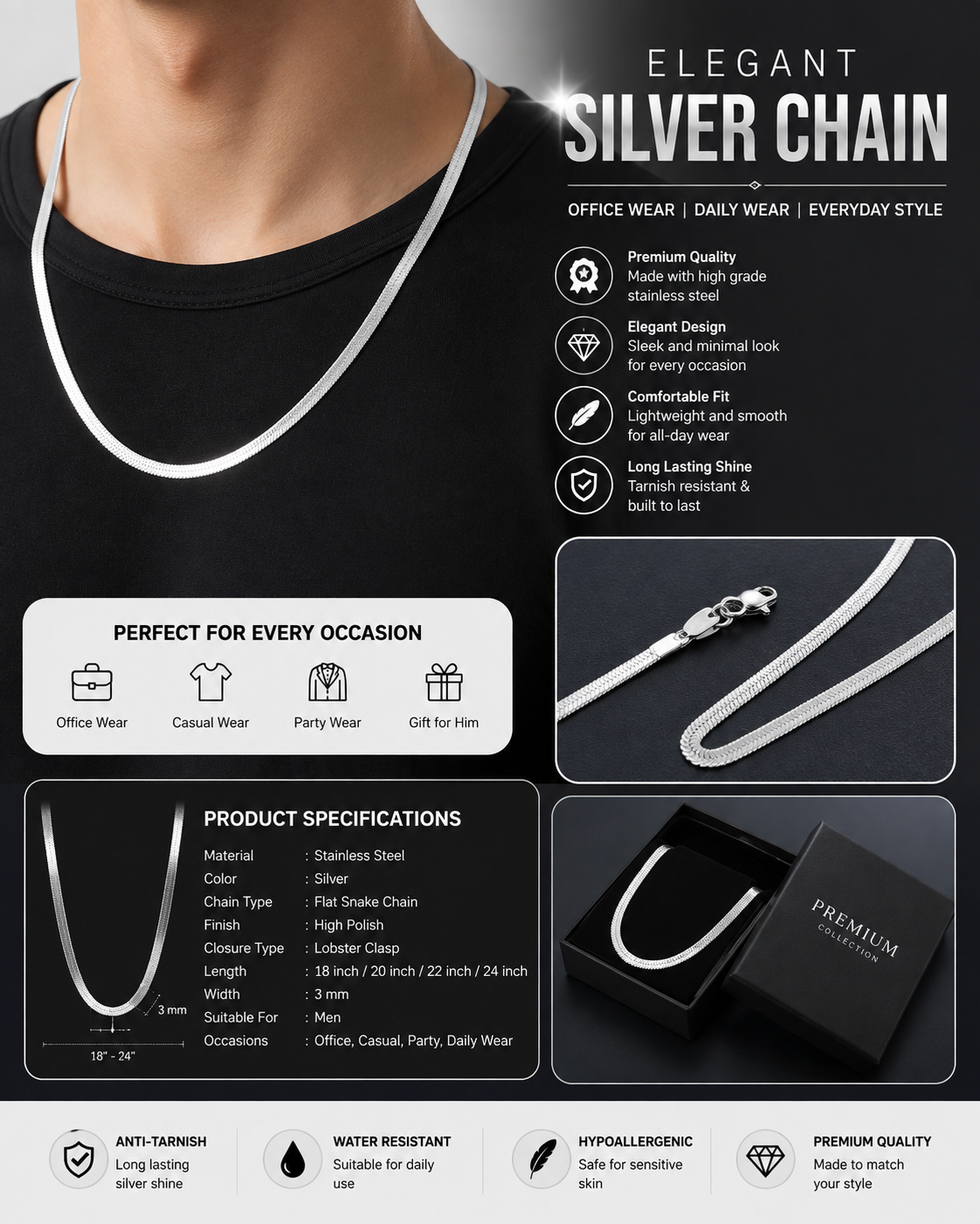 Elegant Silver Office Wear Chain for Women – Minimalist Everyday Necklace