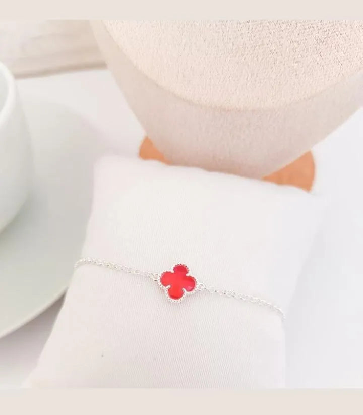 Silver Clover Charm Bracelet Adjustable for Women