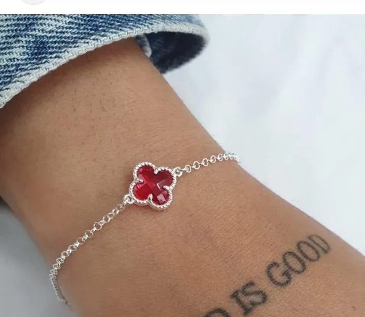 Silver Clover Charm Bracelet Adjustable for Women