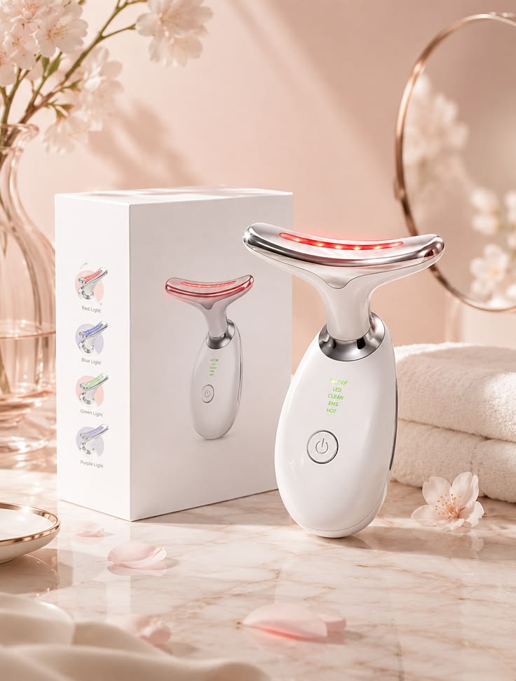 Beauty device with packaging on a soft background