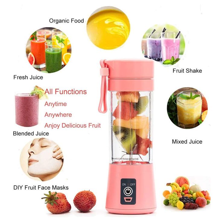Portable USB Rechargeable Mini Blender – 6-Blade Juicer &amp; Smoothie Maker
