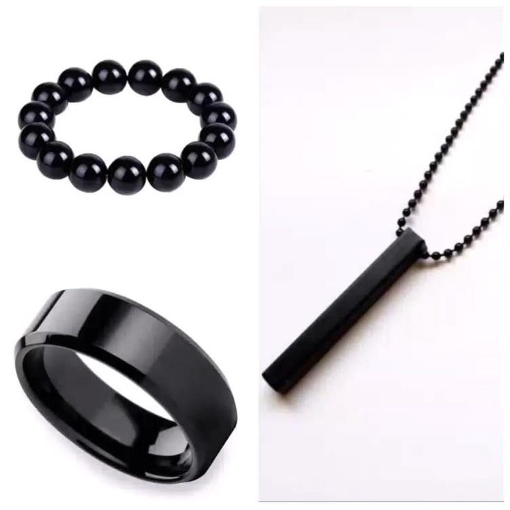 Men's 3-Piece Stainless Steel Jewelry Set – Premium Black Chain, Bracelet & Ring Set